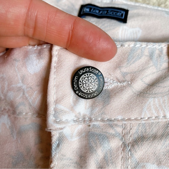 π LAURA SCOTT BLUSH WHITE GREY FLORAL COTTON BLEND SKINNY JEANS! - Picture 7 of 11